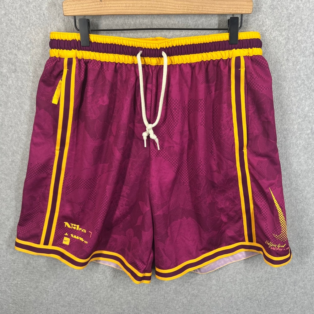 Nike DNA+ Basketball Shorts‎ Mens XL Maroon Halftone Grid Swoosh DV0015-610 EUC